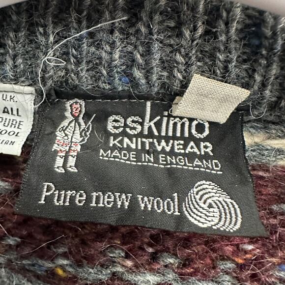 Eskimo Knitwear Mens Wool Sweater Sz XL Fair Isle Thick Cabincore Cozy Ski Lodge - Picture 3 of 9